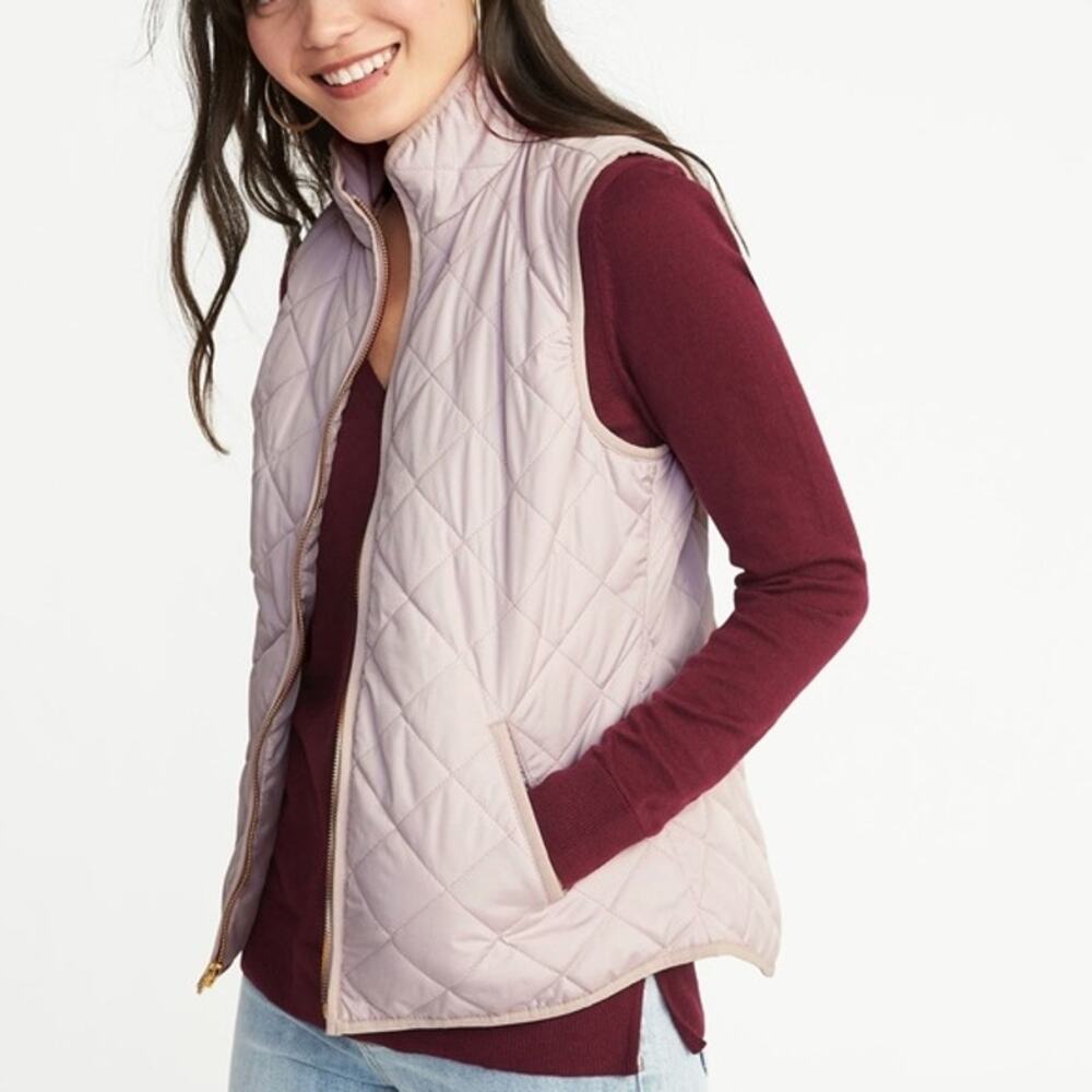 Old Navy Mauve Gray Blush Lightweight Quilted Vest – Size Small 🩶🌸🩷